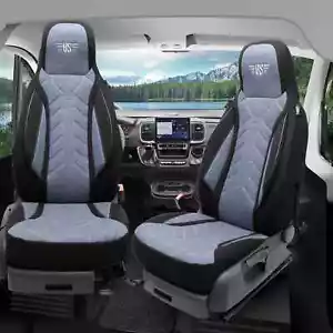 Fundas de asiento de autocaravana Pilot adecuadas para Eura Mobil Activa One (negro-azul) - Imagen 1 de 13