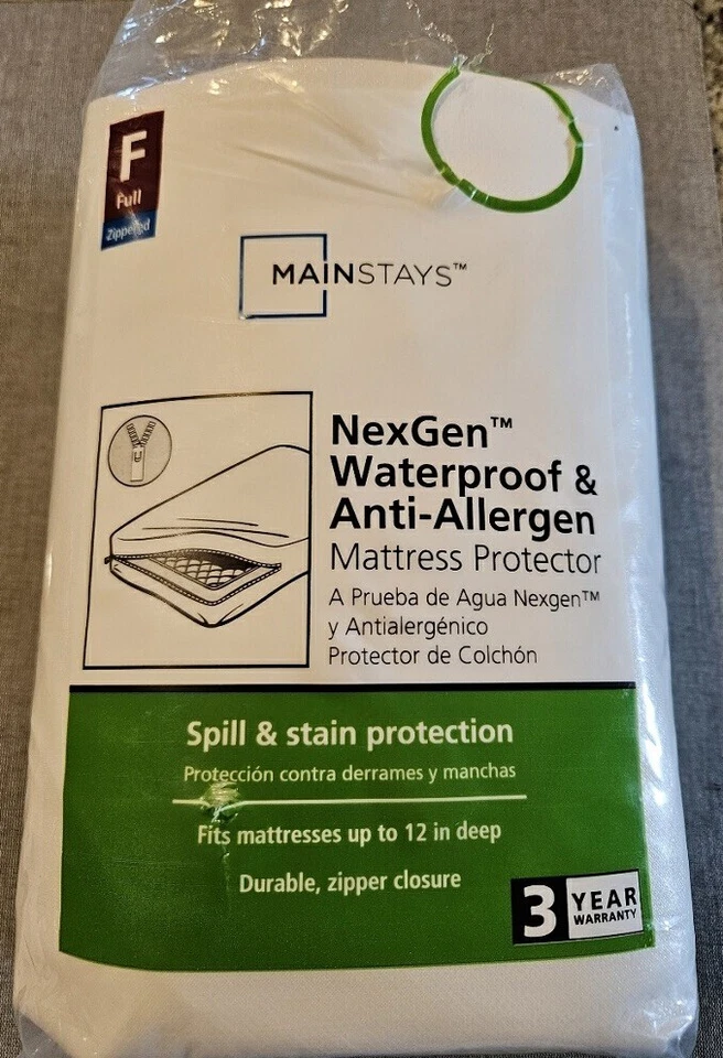 Mainstays NexGen Waterproof Allergy Relief Zippered Mattress Protector Full