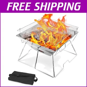 Collapsible Campfire BBQ Grill - Lightweight Stainless Steel for Outdoor Cooking - Picture 1 of 9