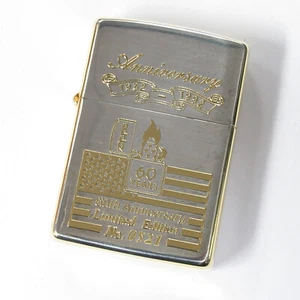 Vintage Zippo 60th Anniversary Logo Italic Bottom Silver Gold 1991 Japan Limited - Picture 1 of 5