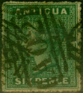 Antigua 1863 6d Green SG8 Good Used - Bild 1 von 1