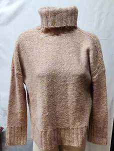 Philosophy Turtleneck Sweater Wool Blend Pink Orange Side Slits Hi Low Hem - Picture 1 of 4