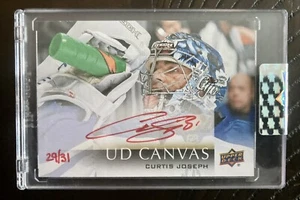 CURTIS JOSEPH 2018-19 UD CLEAR CUT CANVAS RED INK AUTO #29/31 SSP - Picture 1 of 2