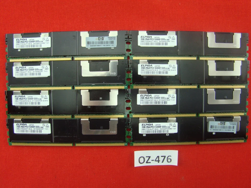 Elpida 8GB 4x2GB Server RAM 2Rx4 PC2-5300F-555-11-B0 EBE21FD4ACFT-6E-E #OZ-476 - Image 1 of 1