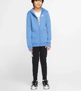 Nike Club Kids Fleece Full Zip Hoodie Blue Size 6 Medium NWT - Picture 1 of 4