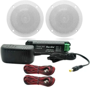 Herdio 4" Waterproof Marine Bluetooth Boat Ceiling MountSpeakers Kitchen Outdoor - Picture 1 of 6