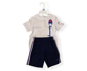 Champion Boys T-Shirt & Shorts Set - White/Black, Size 6 - Picture 1 of 6