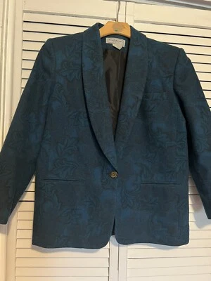 Chaqueta Blazer NORTON MCNAUGHTON Para Mujer Talla 10P 10 Pequeña Lana Verde azulado Un Botón Foto 1 de 4