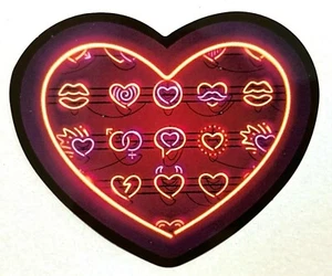 Pink Heart Sticker Neon Sign Design Decal Lips, Horns, Mustache, Broken Love New - Picture 1 of 1