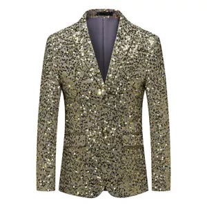 Giacca blazer uomo glitter tuta paillettes top cena festa ballo matrimonio oro argento - Foto 1 di 11