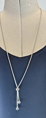 Collar Milor Italia Plata Esterlina 925 Largo Lariat Cuelga Disco Bola Estate Foto 1 de 4