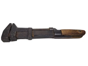 L. COES Steel Wrench Large 15" Monkey Wrench Wood/Steel Worcester VTG 1884 - Picture 1 of 3