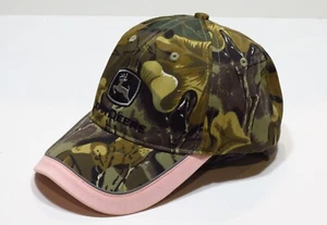 John Deere Country Pink Brim Camo Embroidered Women's Snapback Baseball Cap Hat - Picture 1 of 8