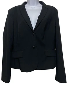Calvin Klein Women’s Blazer Suit Jacket Size 16 Black Two Button Single Breasted - Picture 1 of 9
