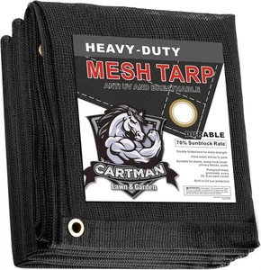 CARTMAN Finished Size 8x10 Feet Heavy Duty Mesh Tarp with Grommets, 70% Shade - Picture 1 of 6