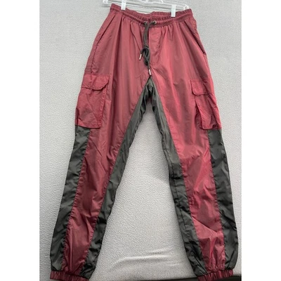 Pantalones Forever 21 Para Hombre M Borgoña Negro Pantalones Carga Cordón Puños Elásticos Foto 1 de 4