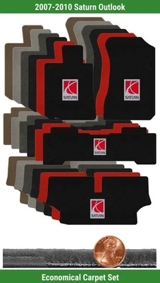 Juego de alfombrillas Velourtex personalizadas para '07-10 Saturn Outlook con logotipo (4 piezas) #10WL Foto 1 de 4
