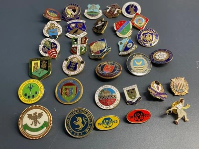Vintage Enamel Lawn Bowls Bowling Club Badge Collection Job Lot Bundle x30 '90s - Image 1 of 4