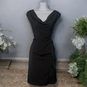 Calvin Klein Charcoal Gray Sleeveless Cowl Neck Knee-Length Ruffle Dress - Picture 1 of 6