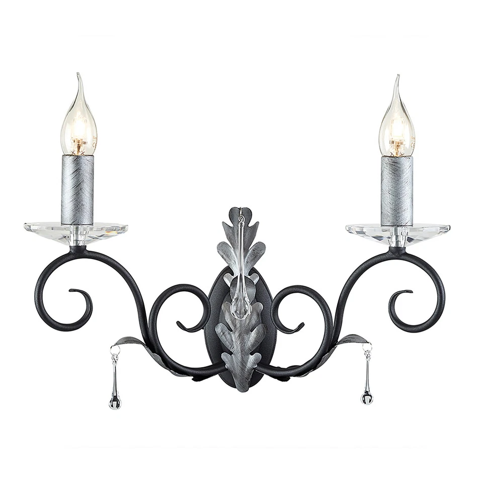 Applique Classica Amarilli Acciaio Nero Argento 2 Luci E14 - Immagine 1 di 1