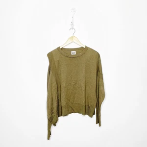 PLANET BY LAUREN G Asymmetric cold shoulder Sweater green pima WOMENS ONE SIZE - Picture 1 of 7