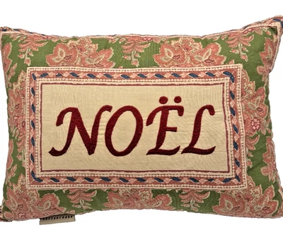 Almohada de Granero de Cerámica Bordada Estampado Floral De Colección Noel Navidad 16x12 Rara Foto 1 de 4