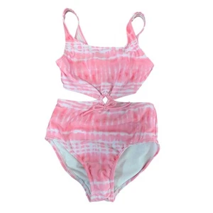 New Art Class Girls XS (4/5) Pink Tie Dye Front Keyhole 1PC Swim Swimsuit - Picture 1 of 3