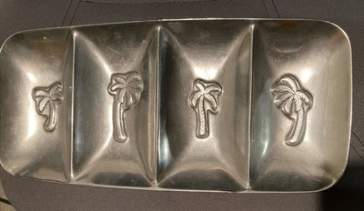 Wilton Armetale Pewter  4 Section Embossed Palm Tray 15 1/2" X 7 1/2"  x 1  1/2" - Image 1 of 4
