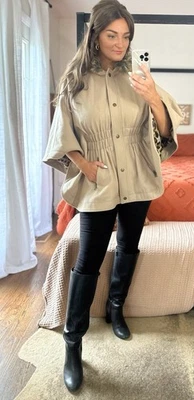 Abrigo Moda International Talla Pequeña Mezcla de Lana Marrón Capa Borde de Piel Foto 1 de 4