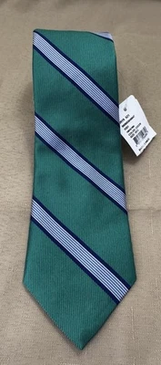 Corbata Brooks Brothers Pura Seda Verde/Azul Rayas Hecha en Nueva York EE. UU.! Nuevo con etiquetas Foto 1 de 2