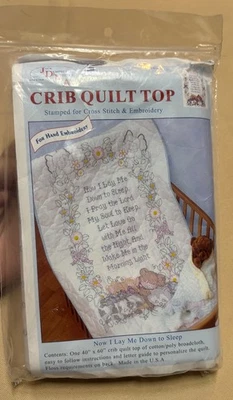 NUEVO Top de cuna arte aguja Jack Dempsey AHORA ME ACUESTO A DORMIR bordado a mano Foto 1 de 4