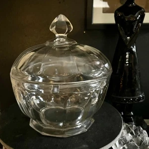 Antike Krys-Tol Chippendale Glas Art Deco Bowle Schale und Deckel - Bild 1 von 6