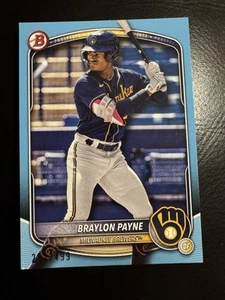 BRAYLON PAYNE - 2025 Bowman Sky Blue Parallel /499 Milwaukee Brewers #BP-148 - Picture 1 of 2