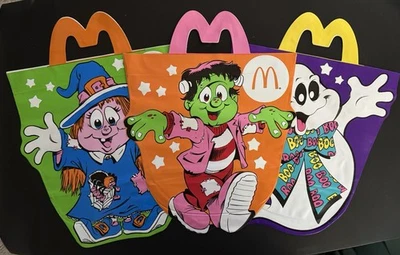 1990 McDonalds Halloween BOO BAGS Vinyl Trick or Treat Happy Meal Bags Set of 3 - Image 1 of 3