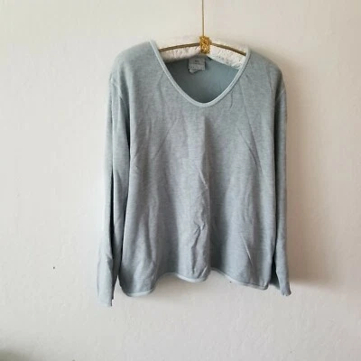 Lo último Algodón Por Marc Ware Para Mujer Mangas Largas Cuello en V Camisa Malla Codo Parche Gris Foto 1 de 4