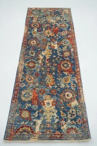 3 x 7 ft Blue Modern Bidjar Afghan Hand knotted Transitional Runner Rug - Picture 1 of 15