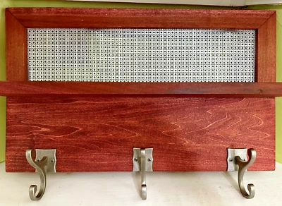 Estante de madera y metal longitud 20" altura 14" con 3 ganchos de abrigo resistente Foto 1 de 4