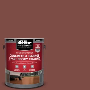 Brick Red 1 Gal. Epoxy Concrete Garage Floor Paint Satin Coating Shine Basement - Picture 1 of 11