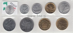 ITALY SET 1980 - 9 coins 1980 (1, 2, 5, 10, 20, 50, 100, 2x 200 LIRE) UNC - Picture 1 of 5