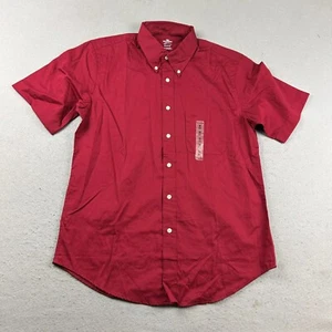 Dockers Shirt Mens Medium 15 15.5 Red Canvas Button Up Short Sleeves NWT - Picture 1 of 9