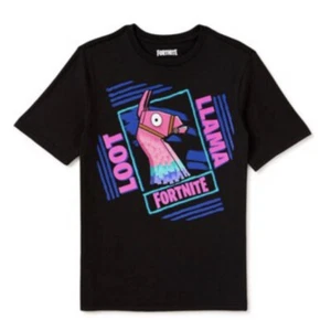 Fortnite Loot Llama Black Pink Short Sleeve Boys T-Shirt Size 2XL 18 - Picture 1 of 3