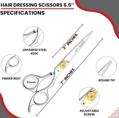 Nixcer Professional Hairdressing Scissor 6.5" Stainless Steel