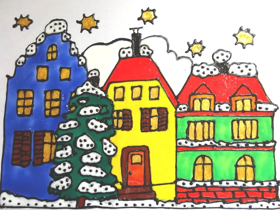 Gabis Window Color Bilder - Deko - Winter Weihnachten - versch. Weihnachtshäuser - Bild 1 von 1