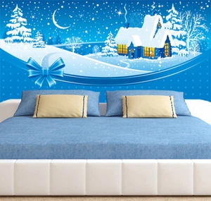 3D Snowflake House O1 Christmas Wallpaper Wall Mural Removable Self-adhesive Amy - Picture 1 of 11