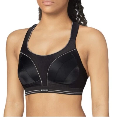 Shock Absorber ULTIMATE RUN BRA Sports Bra Black / White S5044 Gym Womens 32A - Image 1 of 4