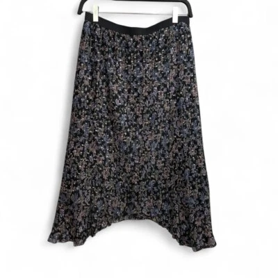 Gonna Midi Eterea Metallizzata Trasparente Pieghettata Piccolo Orlo Asimmetrico Dark Romance - Immagine 1 di 4