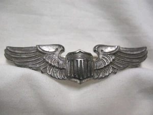 L@@K!! WWII USAAF Sterling Pilot's Wings 2" Size Hilborn-Hamburger Pin Back - Picture 1 of 7