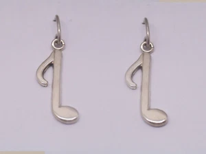Silver 925 Dangle Earrings With Musical Note - Hook - CHROME - Picture 1 of 3