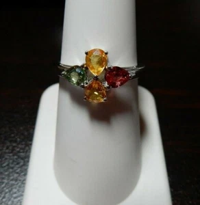 Size 7 Genuine Rainbow Sapphire Sterling Silver Ring 1.36ct - Picture 1 of 11