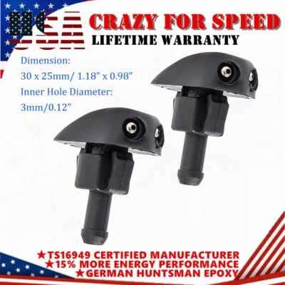 Rociador de parabrisas de ventana de coche 2 piezas boquilla pulverizadora lavadora negra para BMW Audi Foto 1 de 4